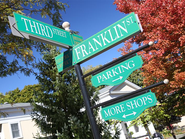 Street Signs In Downtown Geneva Fall 2