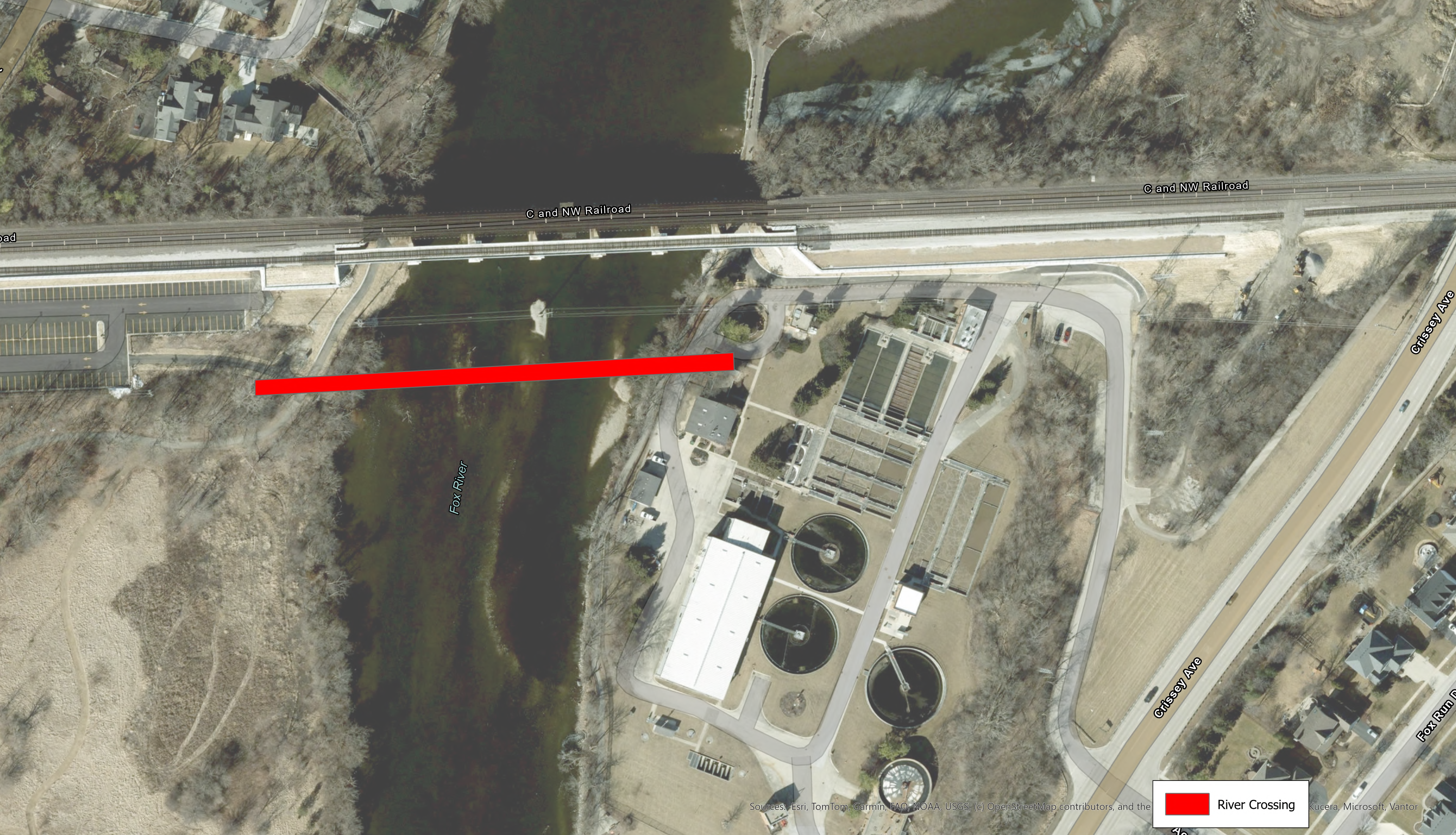 Wastewater Treatment Plant Utility River Crossing Map